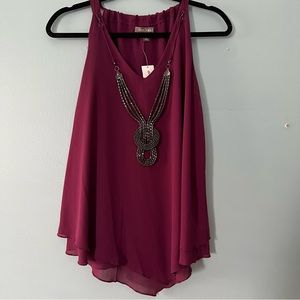 NWT Dress Barn wine jeweled tank top